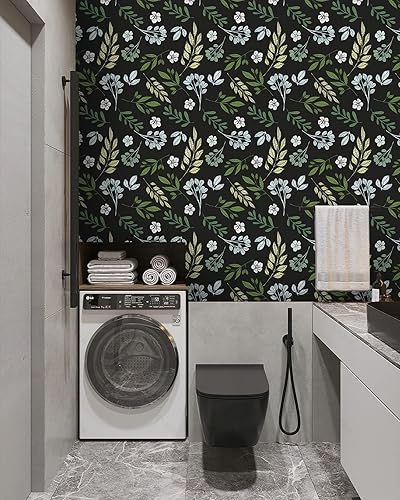 Miniatura 7 de Naphite Papel tapiz vintage para despegar y pegar, papel tapiz de hojas, papel de contacto floral bohemio para gabinetes, papel tapiz autoadhesivo