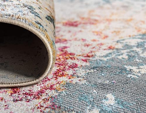 Miniatura 7 de Unique Loom Baracoa Collection - Alfombra de área Panamericana (4 pies 3 pulgadas x 6 pies 1 pulgada, rectangular, cremaazul)