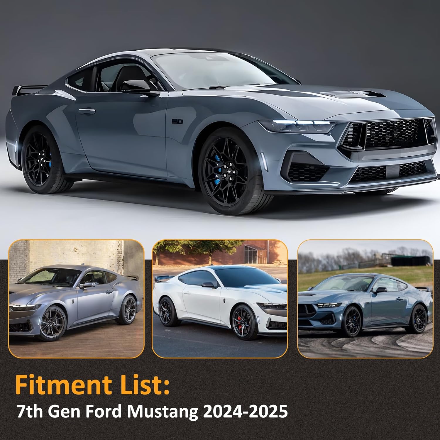 D-Lumina LED Side Marker Lights Smoked Lens Compatible with Fo-rd Mustang 2024-Up, 7th Gen Mustang Front Rear Bumper LED Sidemarker Dual Rows White, Pack of 4