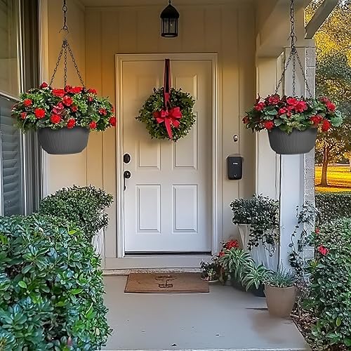 Miniatura 7 de T4U Macetas colgantes de 8 pulgadas para plantas de interior y exterior, paquete de 2 macetas colgantes con orificio de drenaje, tapón y cadena con