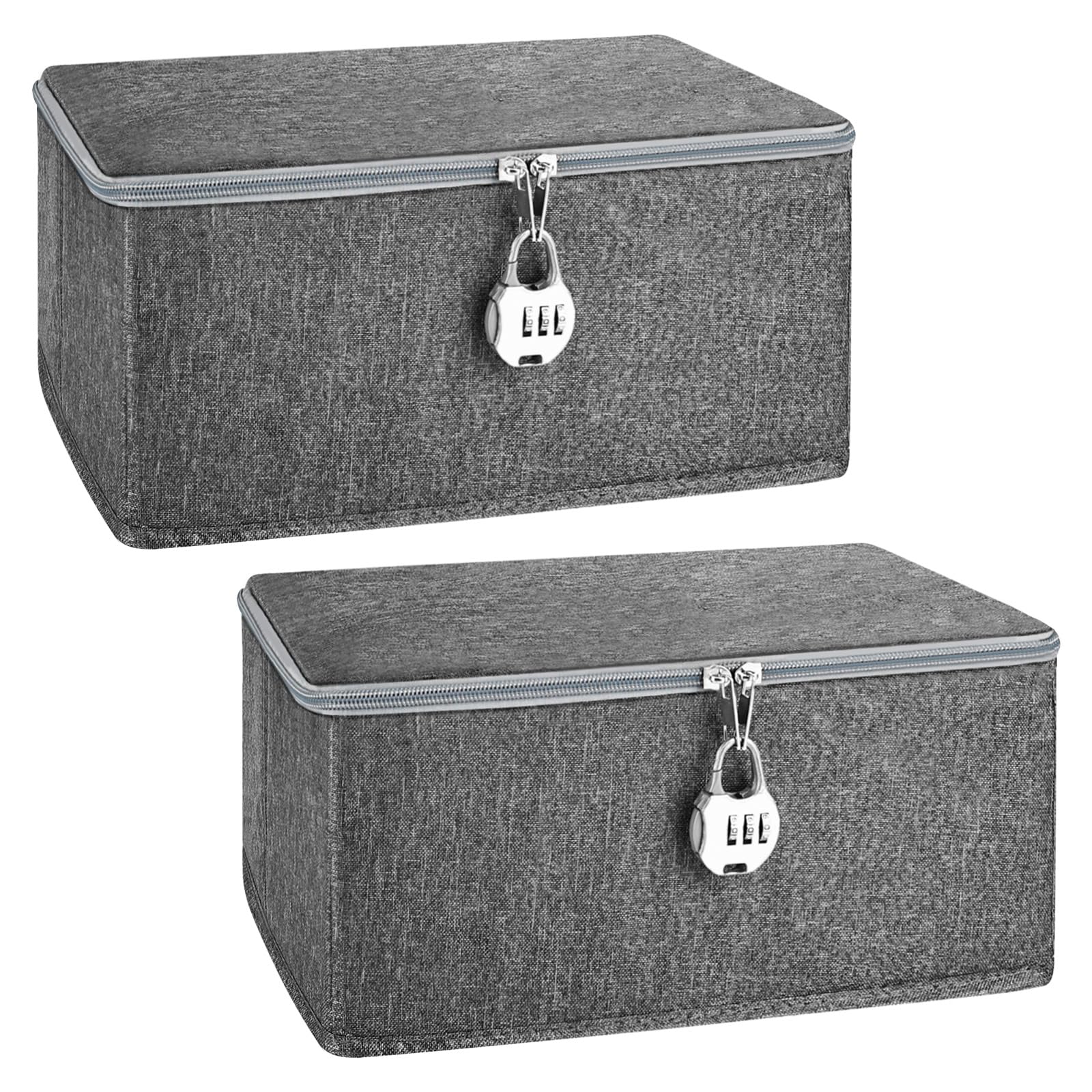 Boîte de rangement avec serrure à combinaison et couvercle en tissu lot de 2