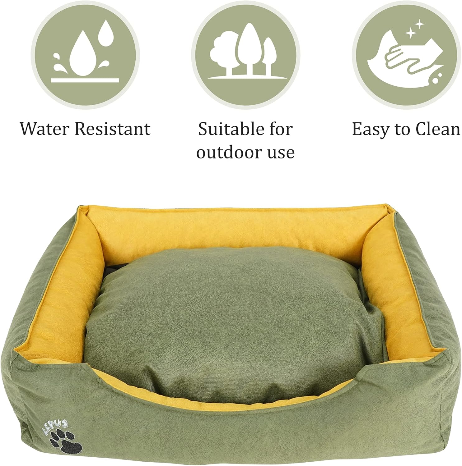 SUSSEXHOME Pets 19.3 x 14.2 x 7 Inches Washable Dog Bed for Small Dogs - Durable Waterproof Sofa Dog Bed with Sides - (Green)