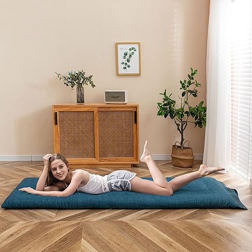 Miniatura 8 de MAXYOYO Colchón enrollable para dormir, colchón futón para exteriores e interiores, colchón portátil y plegable mejorado, colchón individual de