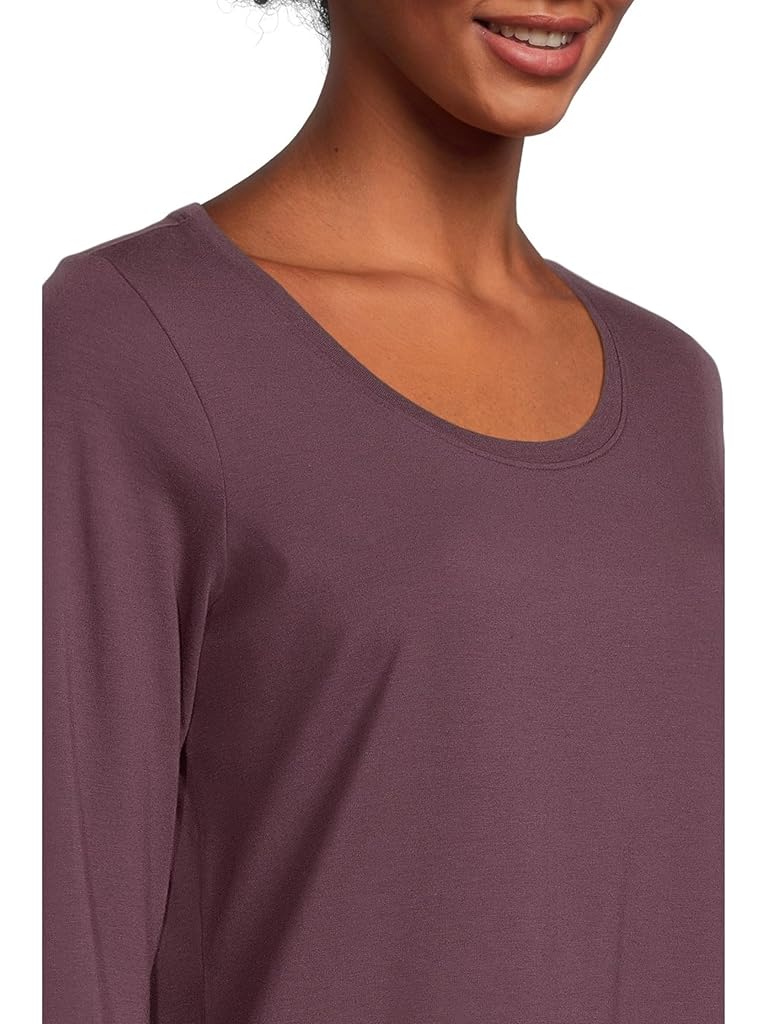 Purple L.L.Bean Soft Stretch Supima Tee Scoop Neck Long Sleeve