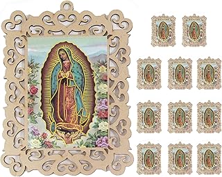Baptism Favors 12 PCS Our Lady of Guadalupe Wooden Picture Frames First Commuion Christening Memorial Gift for Guest