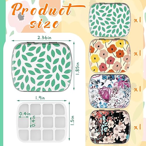 Miniatura 2 de Fulmoon 4 piezas de mini lata vacía de acuarela de 12 pozos portátil de metal paleta de acuarela de viaje con tapa, pequeña caja de lata pequeña