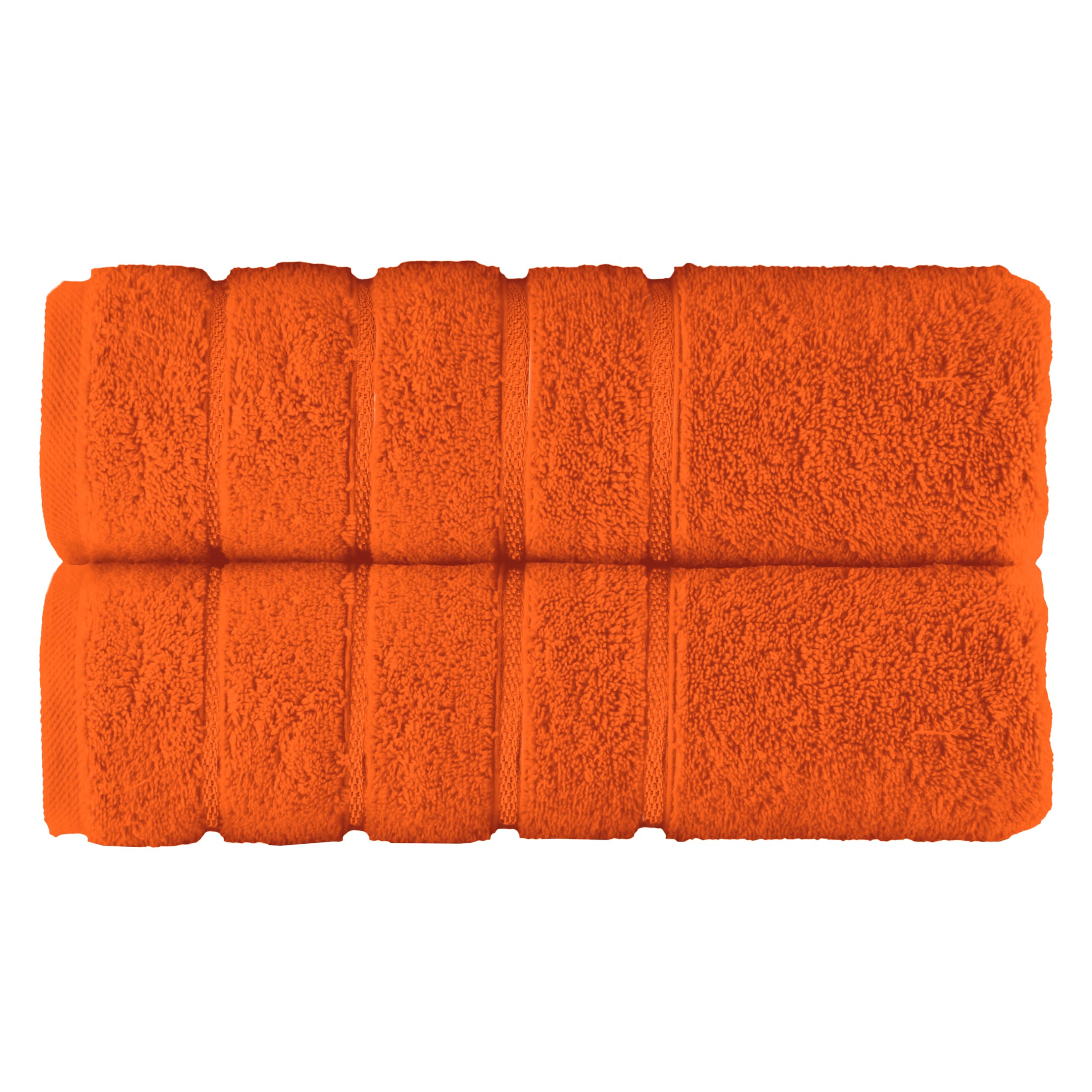 Elegant Comfort 100% Turkish Cotton 4 Lines Viscose Stripe Luxury 2 Pack Bath Towel Set 27 x 54 Inch - Super Soft and Highly Absorbent Premium Hotel Spa Quality Towels for Bathroom Use, Orange