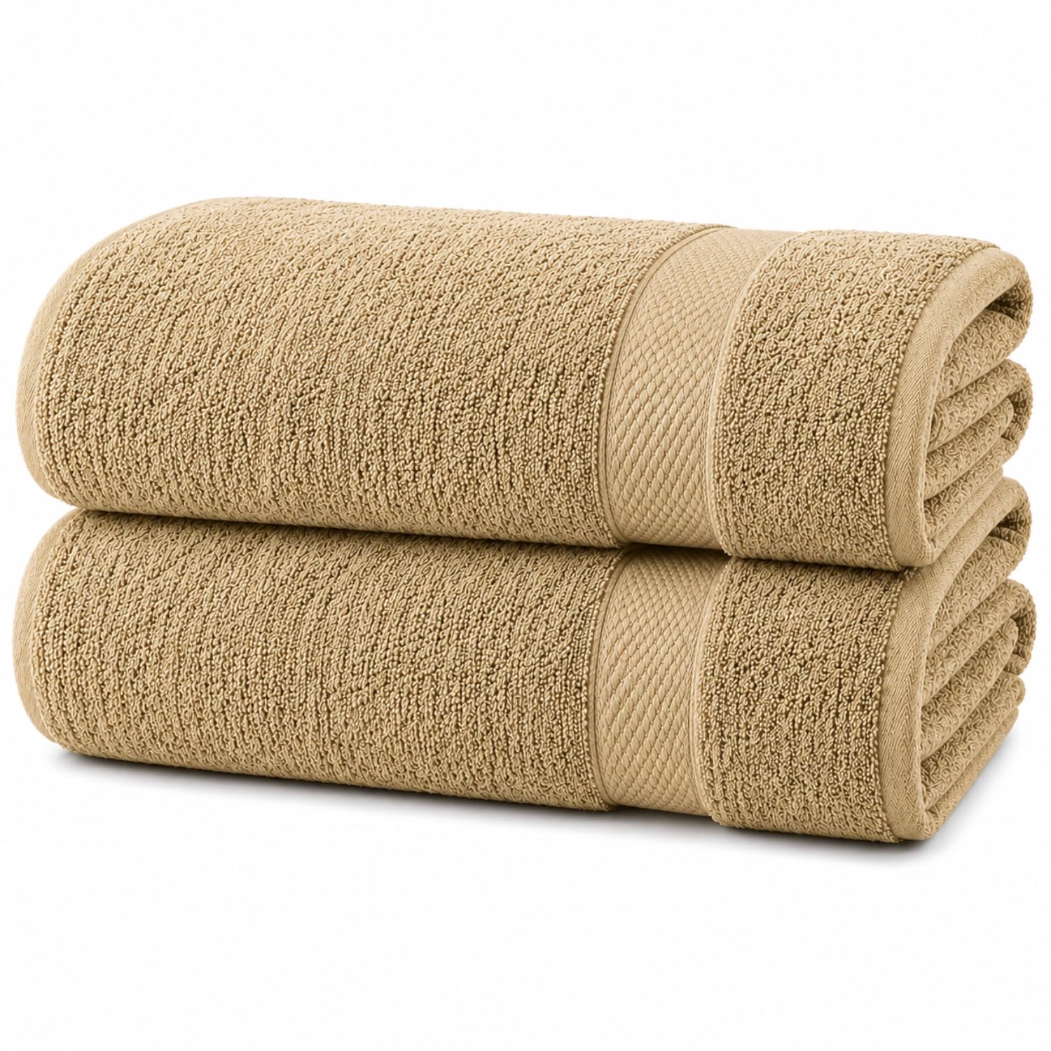 Opulent Dreams 100% Egyptian Cotton Towel Sets – Soft, Absorbent, Quick-Dry – Includes Bath Sheets, Bath Towels, Hand Towels, Flannels – Luxuriously Easy to Wash (Beige, Bath Sheet (Pack of 2))