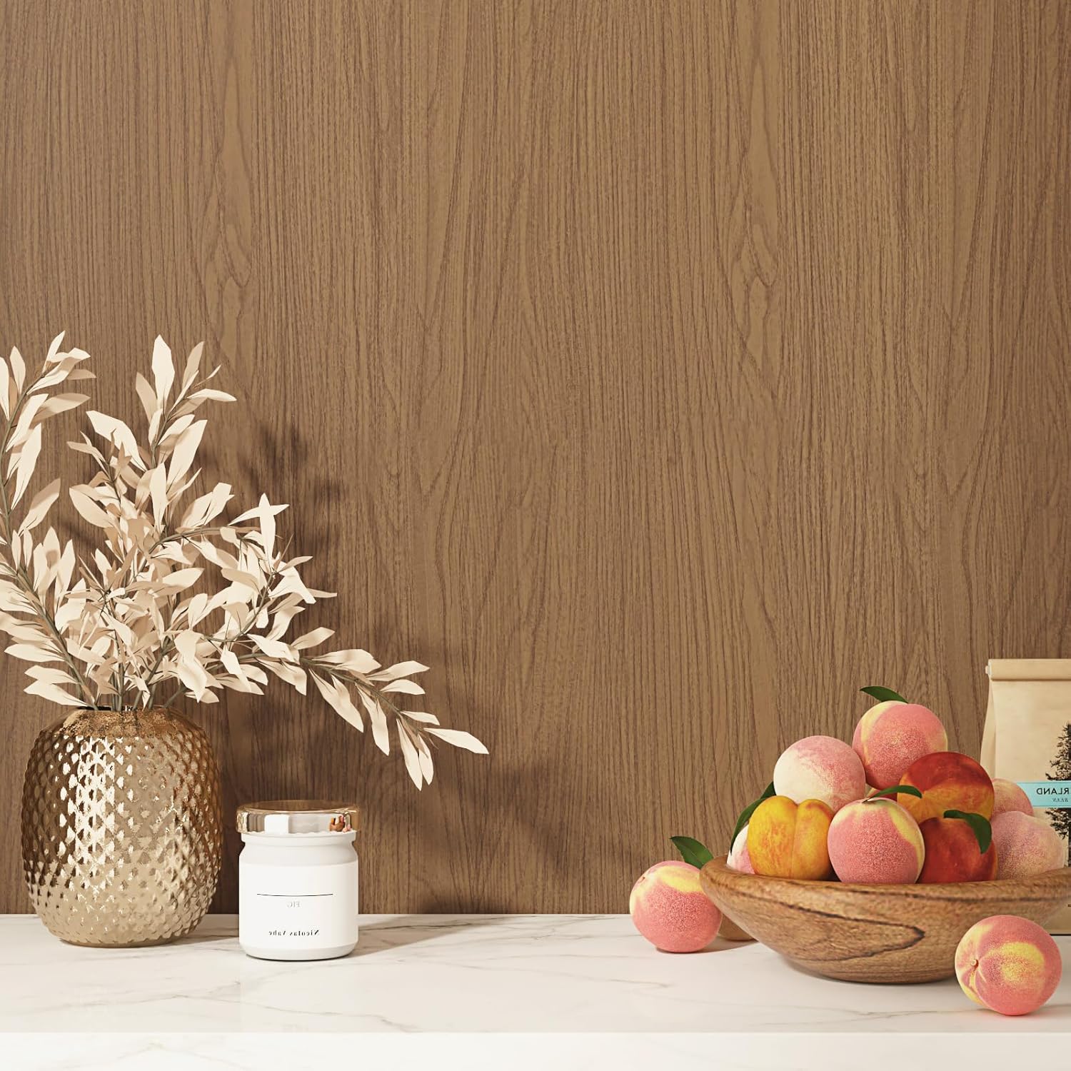 Chestnut Brown Wood Contact Paper for Kitchen Countertops Nature Wood Wallpaper Peel and Stick Waterproof Rustic Faux Woodgrain Vinyl Wrap for Cabinets Table Desk Accent Wall 15.75"x78"