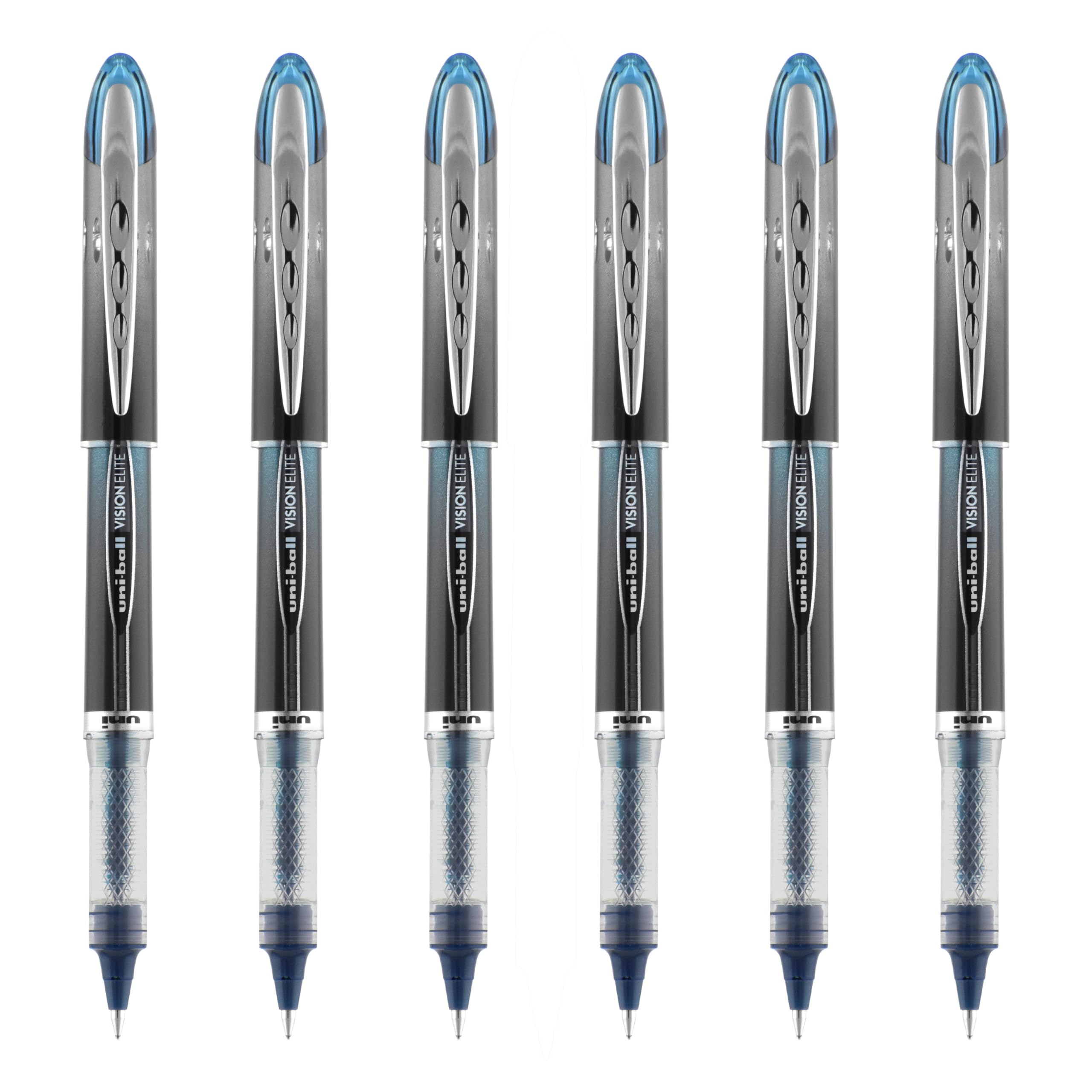 uniball Vision Elite Rollerball Pen, Micro Point (0.5mm), Blue BLX Ink, 6 Pens
