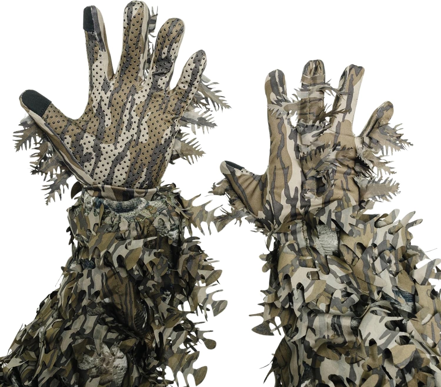 QuikCamo Mossy Oak & Realtree 3D Leafy Touchscreen Hunting Gloves - Lightweight Stretch Fit with Non-Slip Grip
