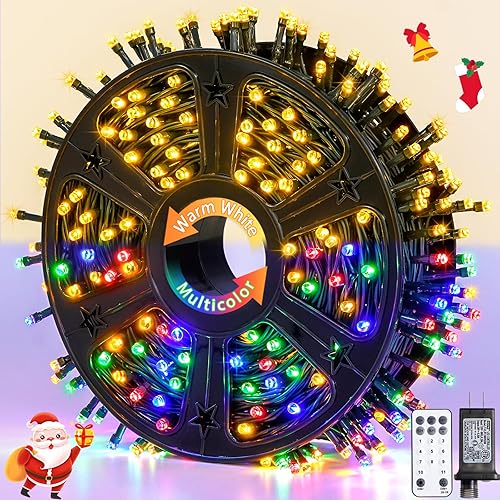 Miniatura 17 de JMEXSUSS 400 luces LED de Navidad para decoraciones al aire libre, 132 pies, luces multicolor para árbol de Navidad con control remoto, luces de