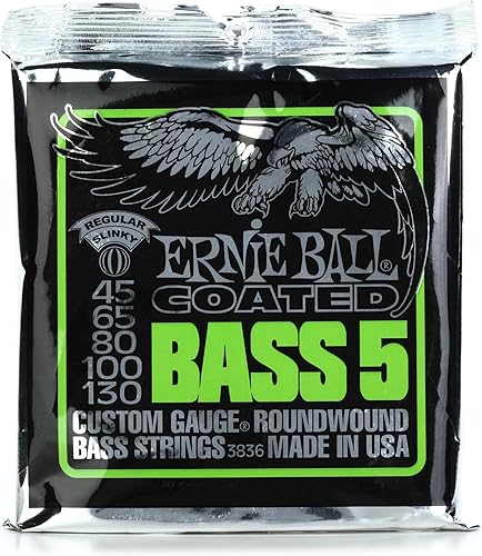 Ernie Ball Cuerdas de graves regulares revestidas de 5 cuerdas calibre 45-130 P03836