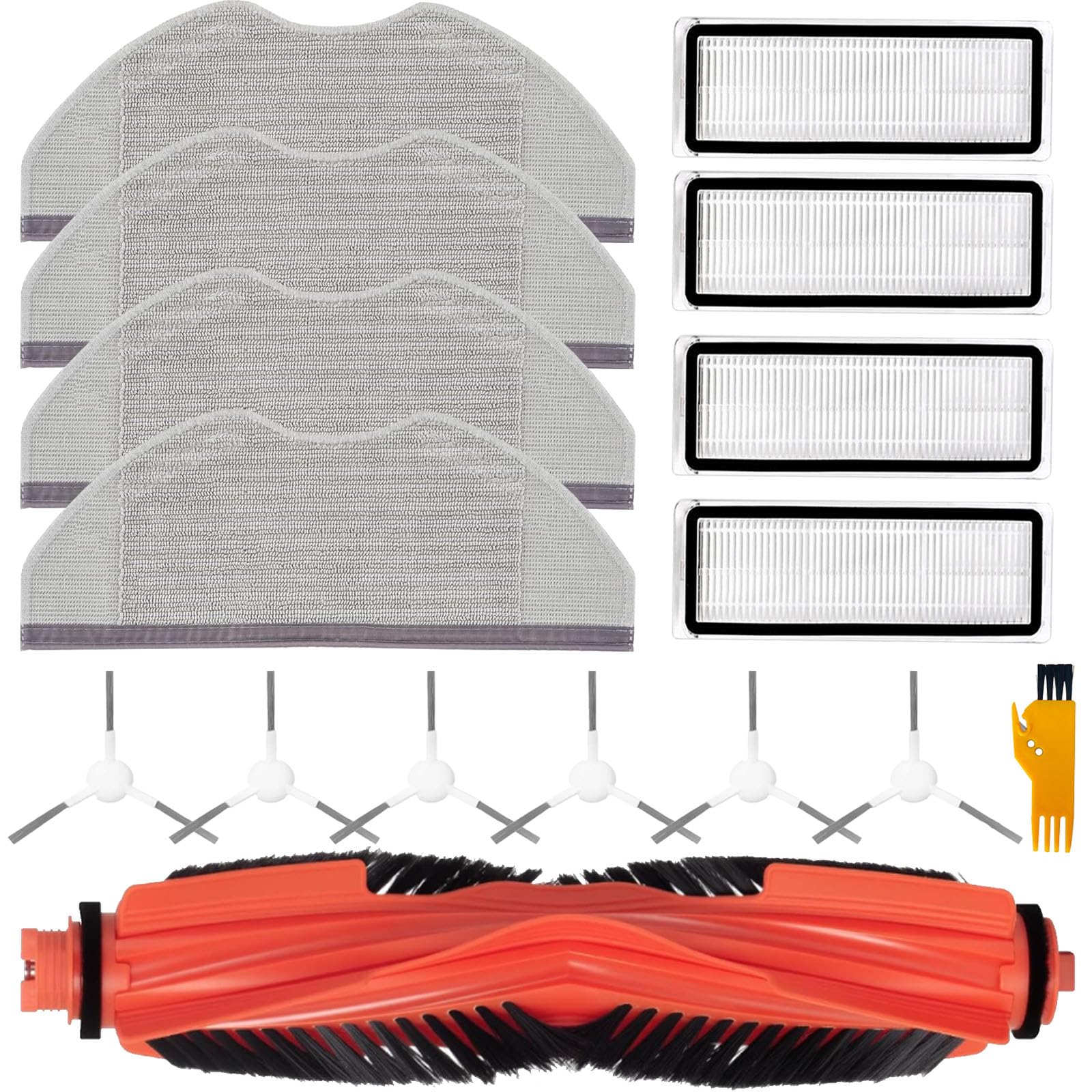 Conjunto de accesorios para Aspirador para XIAOMI S40C, 1 cepillo principal, 4 filtros, 4 toallas, 6 cepillos laterales, piezas de repuesto S40C 16 piezas
