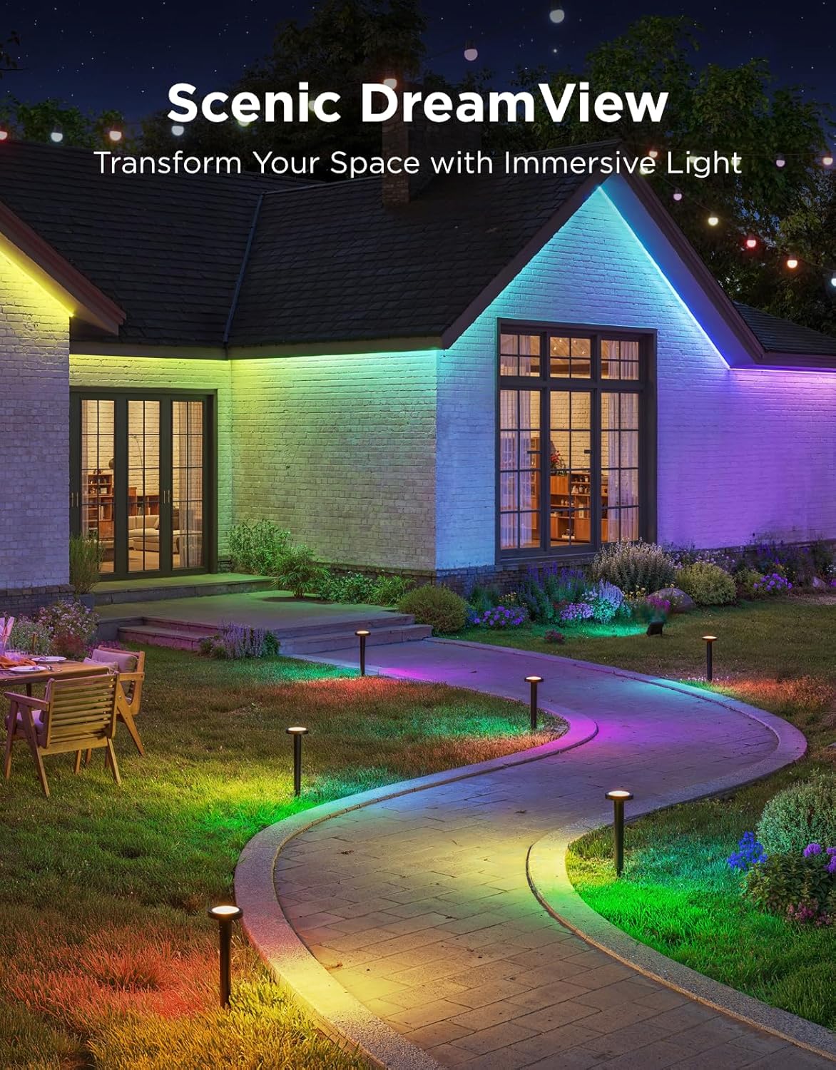 Govee Outdoor Pathway Lights 2, IP66 Waterproof Patio Lights, 60+ Scene Modes Landscape Lighting for Yard, Garage, Garden, Lawn, Outdoor Decor, Works with Alexa, Google Assistant, Matter, Wired 4 Pack - Image 2