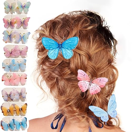 18 Pcs Cute Butterfly Hair Clips, Colorful Realistic Butterfly Clips, Small Butterfly Hair Clips Accessories for Girls and Women, Suitable for Daily, Halloween, Christmas or Wedding