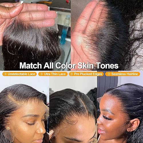 Miniatura 4 de Holiden Pelucas de cabello humano ondulado con encaje frontal de 13 x 6 pulgadas de densidad del 200 %, pelucas de cabello humano prearrancado HD
