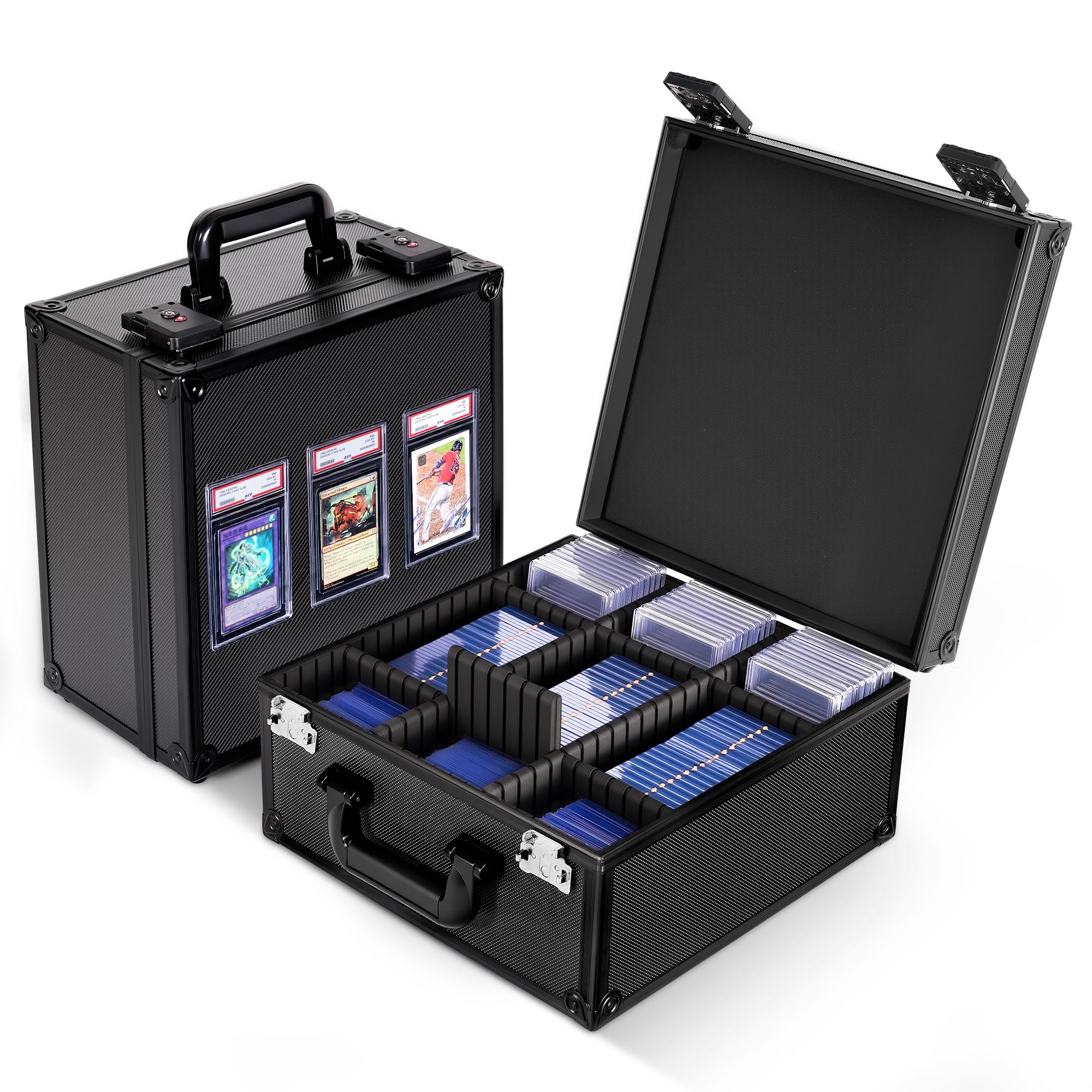 Photo 1 of Kabinka Graded Card Storage Box, Trading Card Storage Case Holds 140+ Graded Cards, Sports Card Storage Box with TSA Combination Lock, Fits PSA/CSG/CGC/SGC/BGS/Top Loaders (Black)
