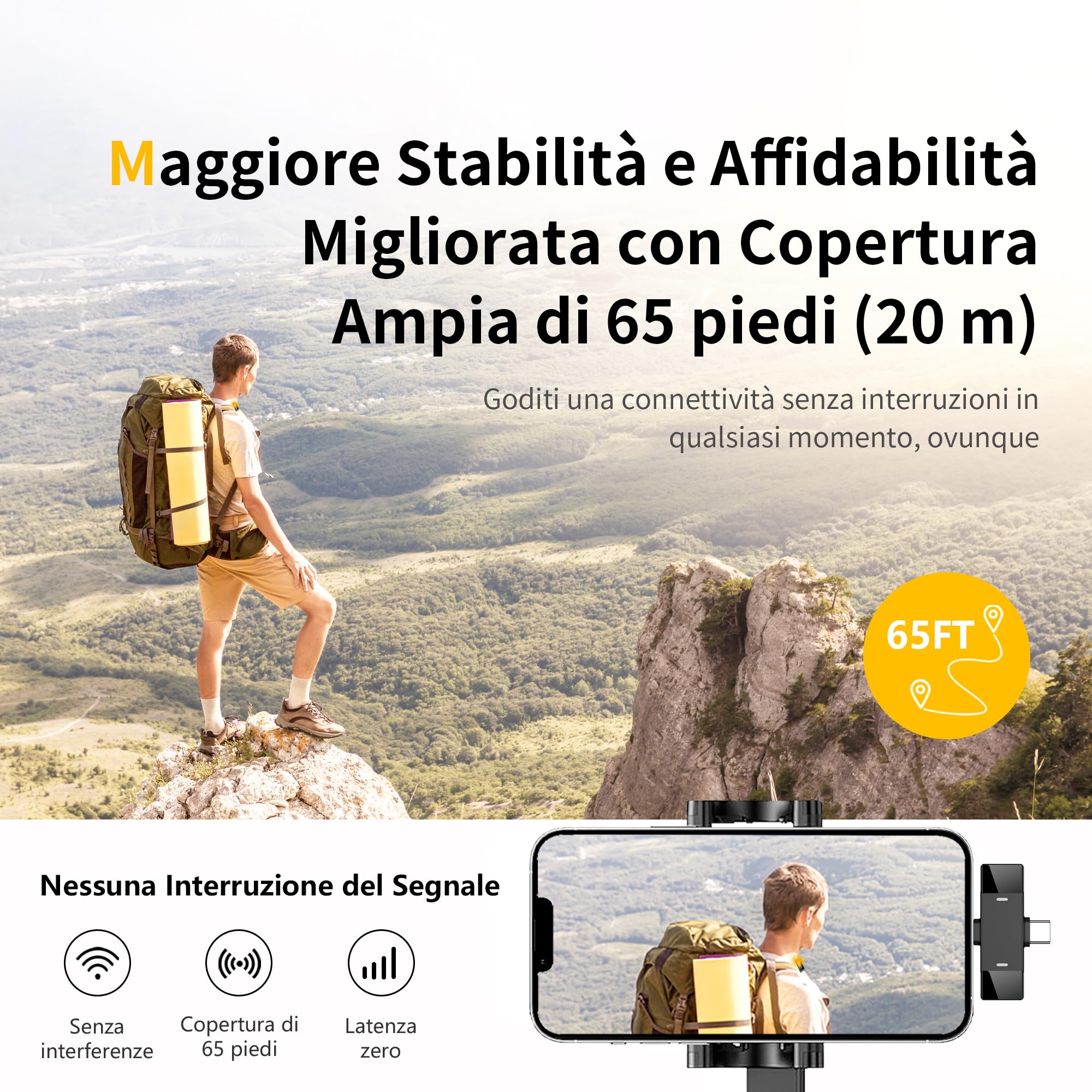 Qhot Microfono Wireless per iPhone, Microfono Lavalier Wireless per Registrazione Video, PC, Laptop, Streaming Live, Podcast, Vlog, YouTube/TikTok (iOS&USB-C/2 Mic M1)