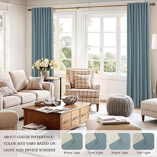 Miniatura 70 de RYB HOME Juego de 2 paneles de cortinas de terciopelo malva, cortinas y cortinas para oscurecer la habitación, con aislamiento térmico, decoración