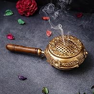 Sanvatsar Metal Incense Burner Butterfly Loban Dani Dhoop Dani Aarti Metal Loban Dhoop Dani/Dhoop Dani Burner for Home Office Temple Puja (Round) Metal,Gold Polished (Gold - 10.5 inches)