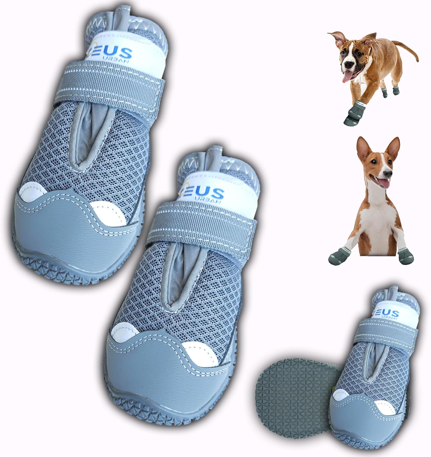 Dog Boots Breathable Dog Shoes, Anti-Slip Dog Booties Paw Protector for for Hot Pavement Winter Snow Hiking 4 Packs (Large)