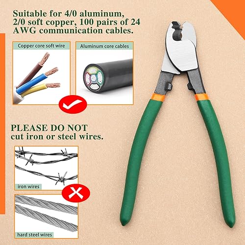 Miniatura 4 de SPEEDWOX Alicates de corte de cable, cortador de alambre de alto apalancamiento, pelacables multifuncionales de 8 pulgadas, cortador a ras de