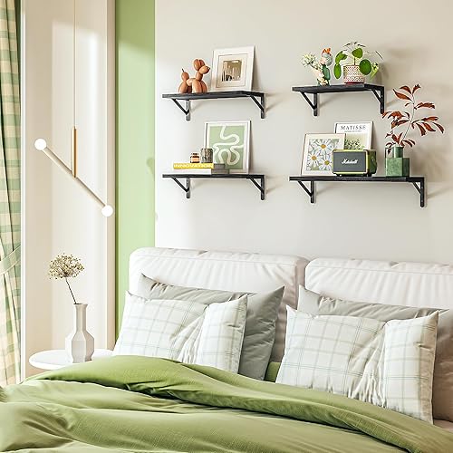Miniatura 7 de YGEOMER Estantes flotantes para pared, estantes de pared negros de diferentes tamaños para sala de estar, baño, dormitorio, cocina, decoración del