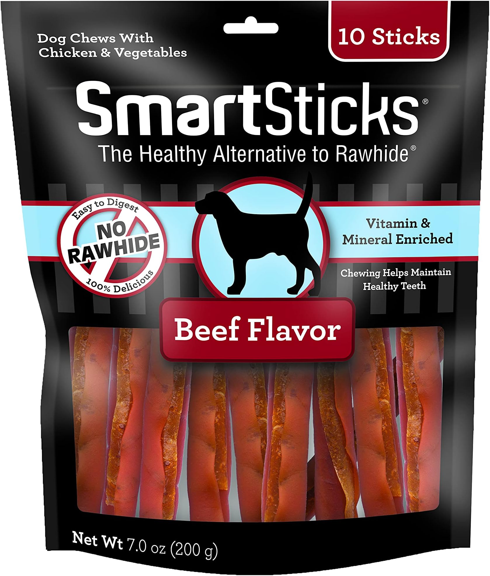 SmartSticks, Treat Your Dog to a Rawhide-Free Chew Made With Real Meat and Vegetables 10 Count (Pack of 1)