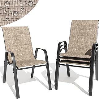 Patio Dining Chairs Set of 4 Outdoor Stackable Dining Chairs for All Wea...