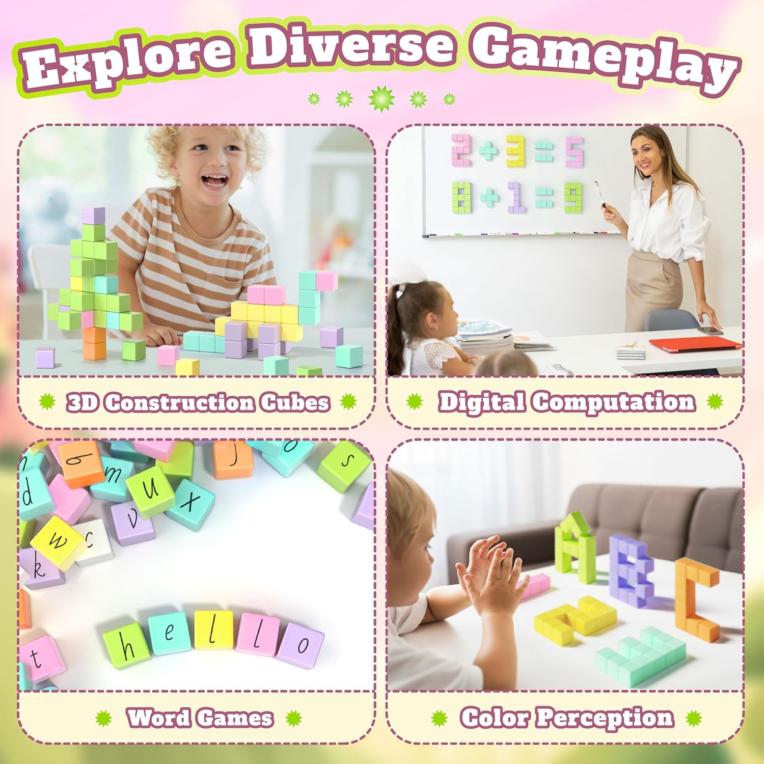 65 PCS Magnetic Blocks Set, 1" Magnet Building Blocks with Toy Eyes and Storage Bag for Kids Gifts, STEM Educational Preschool Sensory Toys for Toddlers Boys Girls Ages 3 4 5 6 7 8 + (Macaron Color) - Image 6