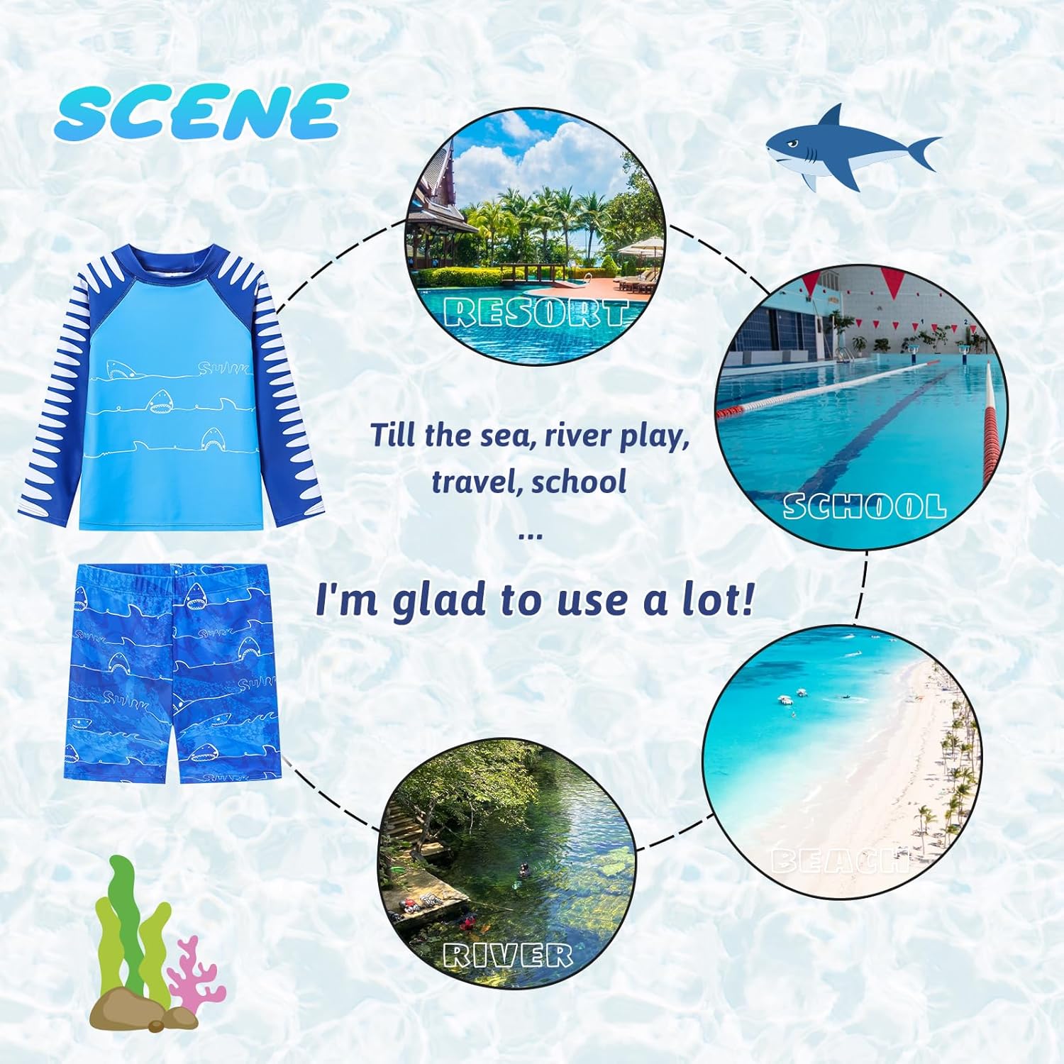 Boys 2 Pieces Rash Guard Sun Protection Long Sleeve Kid Swimsuits Quick Dry Swim Shirt Trunks for Boys 3-12 Years - Image 5