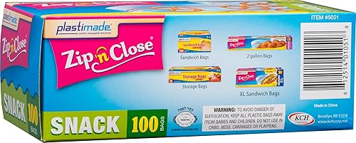 Miniatura 4 de Plastimade Zip'n'Close Bolsas de almacenamiento resellables de plástico desechables, tamaño de 2 galones, 108 bolsas, ideal para el hogar, oficina,