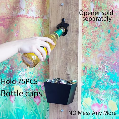 Miniatura 8 de Colector de tapa de botella de acero inoxidable Colector de tapa de cerveza montado en la pared Plata cepillada