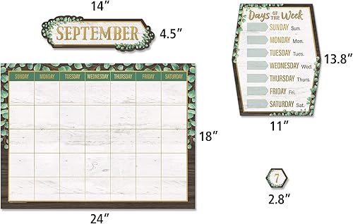 Miniatura 7 de Teacher Created Resources Juego de tablones de anuncios con calendario de eucalipto