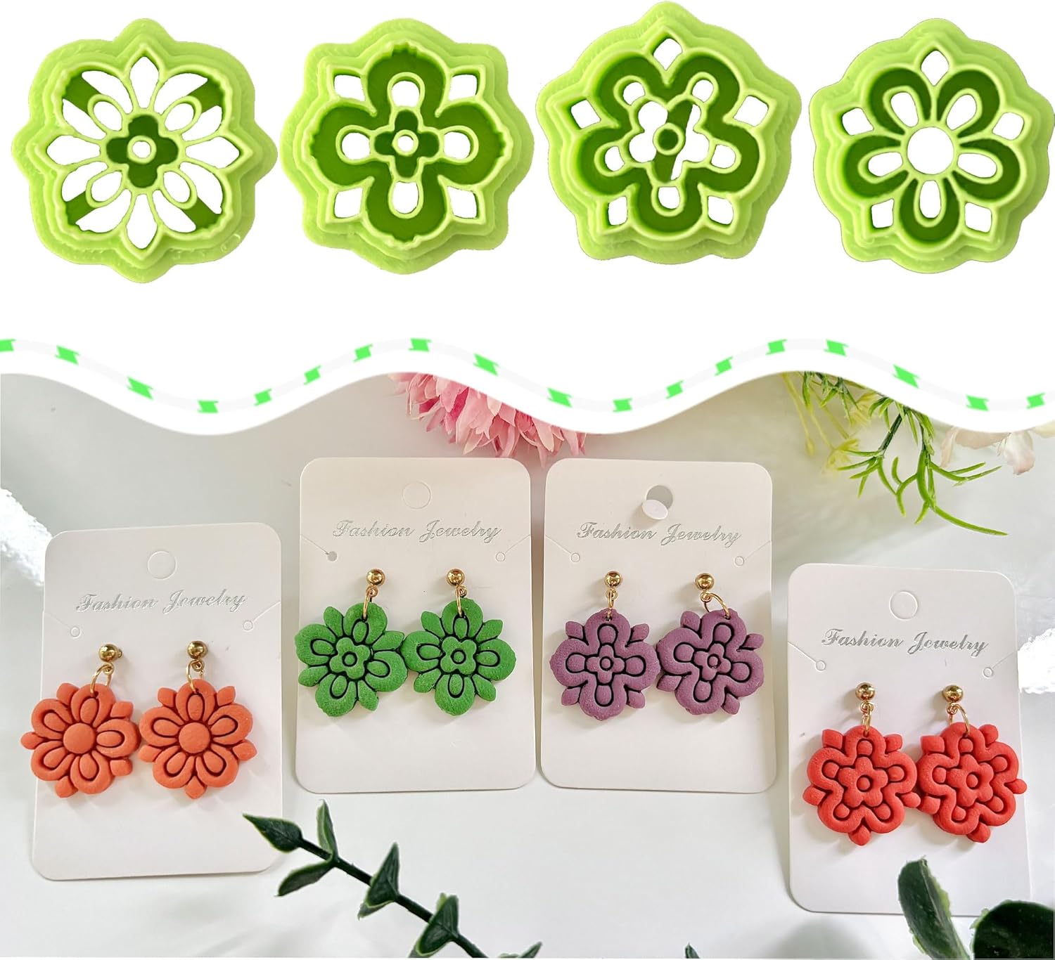 4pcs Boho Shape Polymer Clay Cutter Sets, Spring Clay Cutters for Polymer Clay Jewelry, Clay Cutters for Earrings