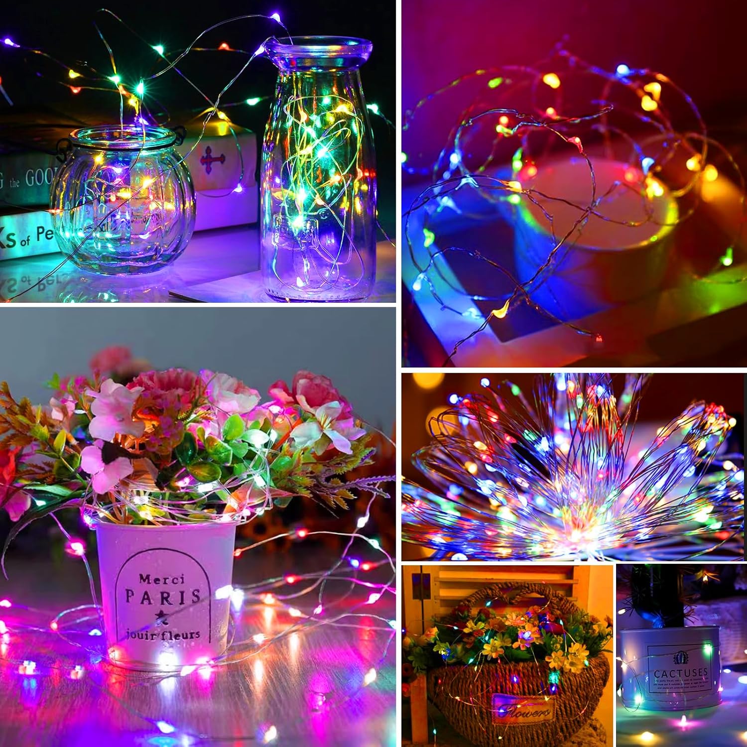 ZGWJ Fairy Lights Battery Operated, 50 Pack Twinkle String Lights 20 LED 7FT 3 Lighting Modes for Bedroom Decor, Easter, Halloween, Christmas, Party Indoor and Outdoor Decoration Colorful
