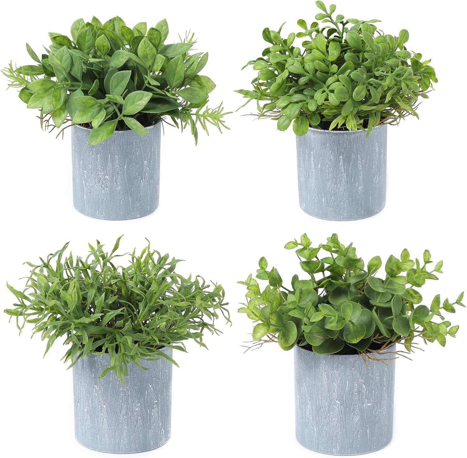 Ioovelo Set of 4 Artificial Small Indoor Plants in Gray