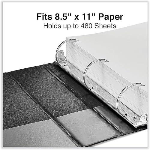 Miniatura 8 de Universal Carpeta inclinada con anillas en D, 3 anillas, capacidad de 2 pulgadas, 11 x 8.5 pulgadas, color negro