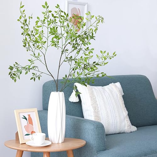 Miniatura 7 de CEWOR Plantas artificiales 2 piezas de 43.3 pulgadas, plantas altas de Nandina verde para bodas, tiendas, jardín, oficina, decoración del hogar