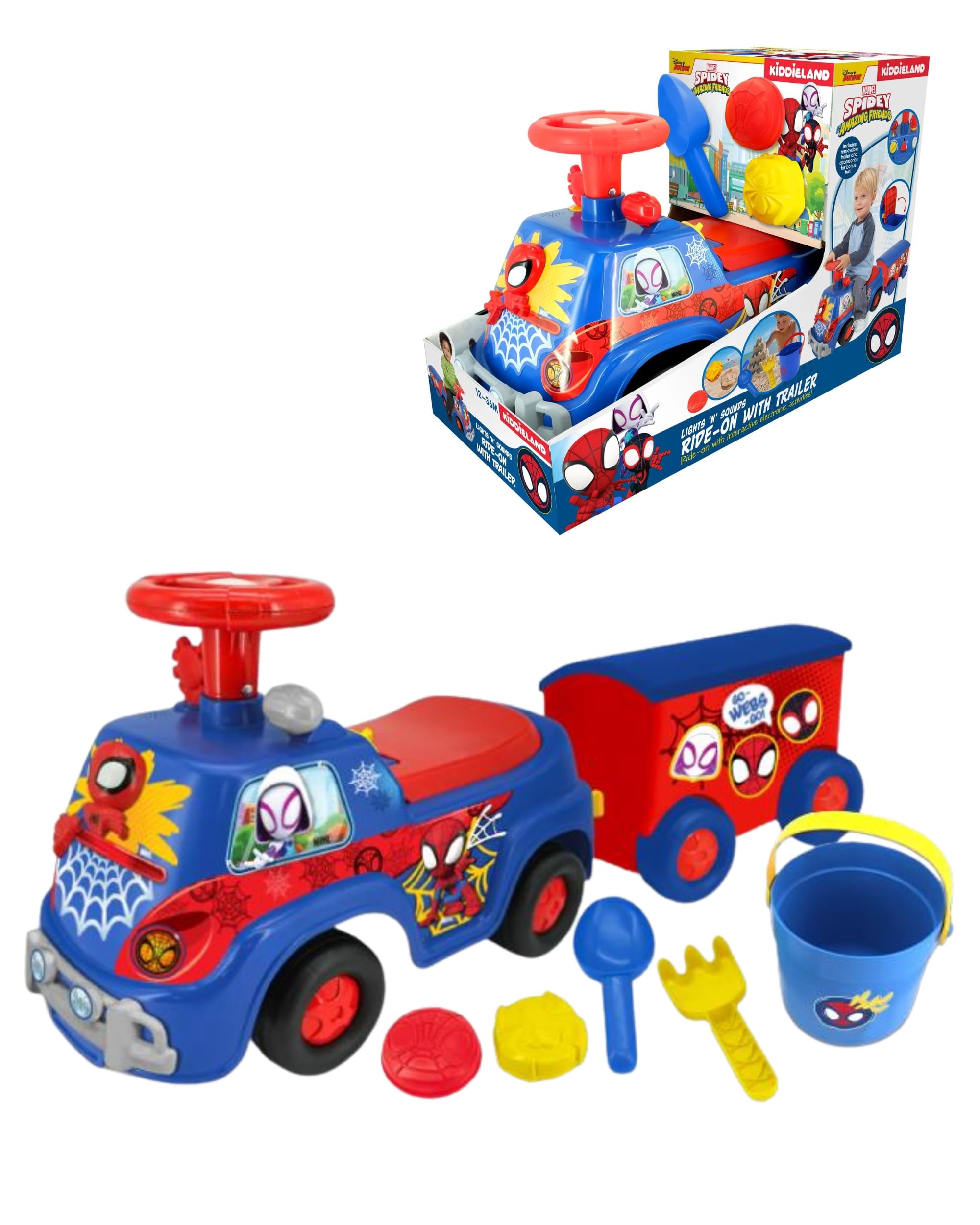 Spidey and His Amazing Friends Lights 'n' Sounds Ride On with Trailer