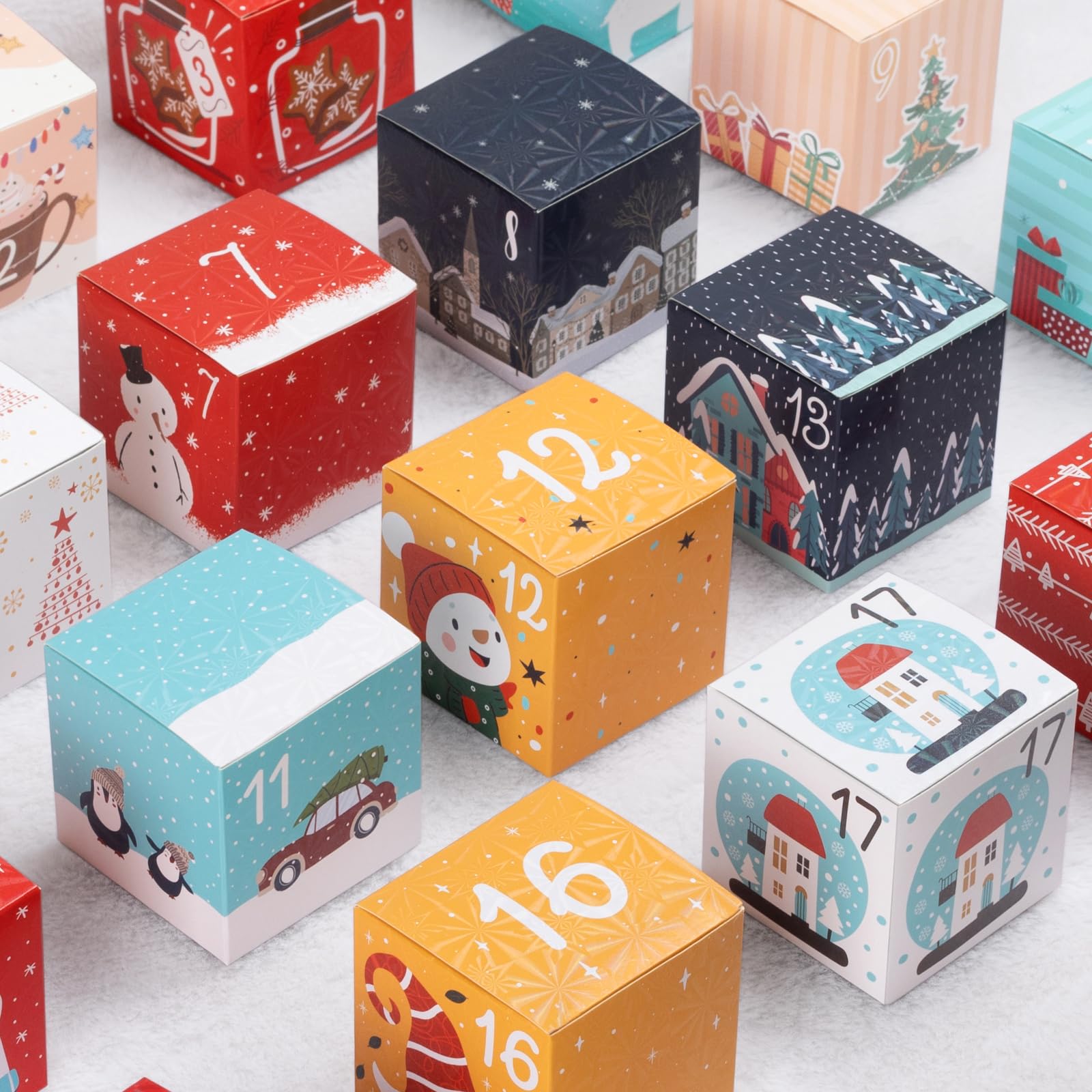 Calendario dell'Avvento Fai-da-Te da Riempire, 24 Scatole Vuote del Calendario dell'Avvento a Forma di Treno con Adesivi Numerati, Scatole Regalo di Natale Personalizzate per Bambini, Ragazzi, Ragazze