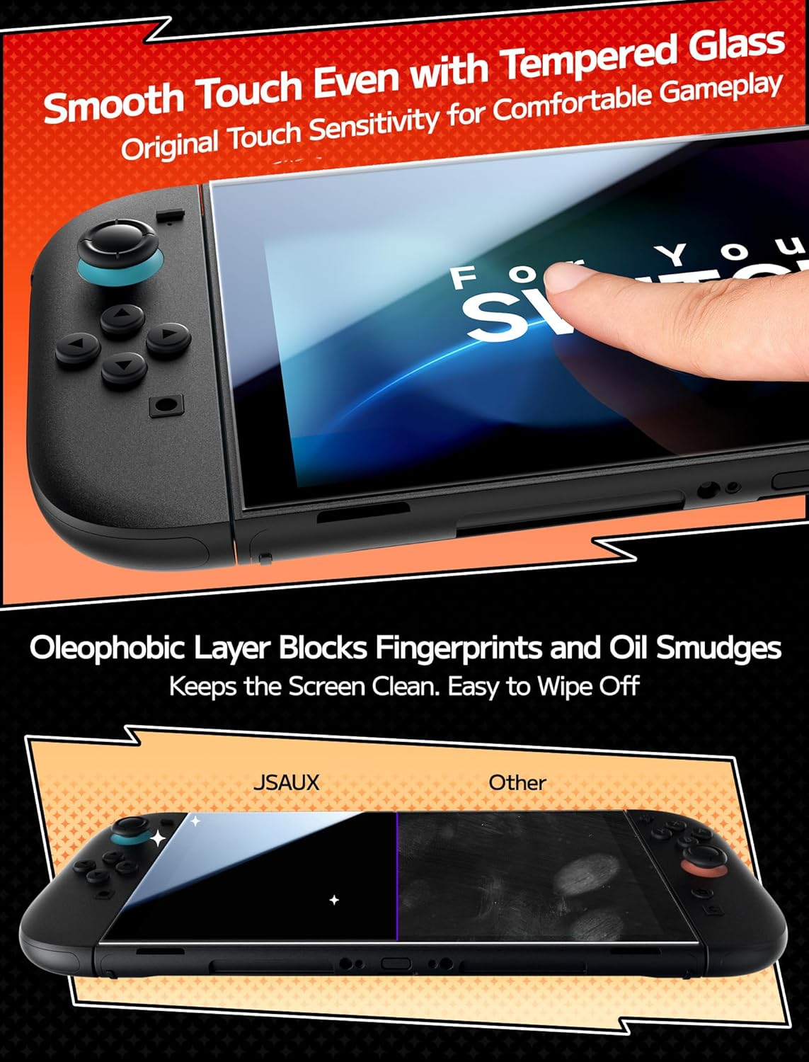 JSAUX 3-Pack Tempered Glass Screen Protector for Nintendo Switch 2 (2025), Easy to Install with Guiding Frame Ultra HD Glass Protector 9H Hardness Scratch Resistant Accessories for Switch2 - Image 6