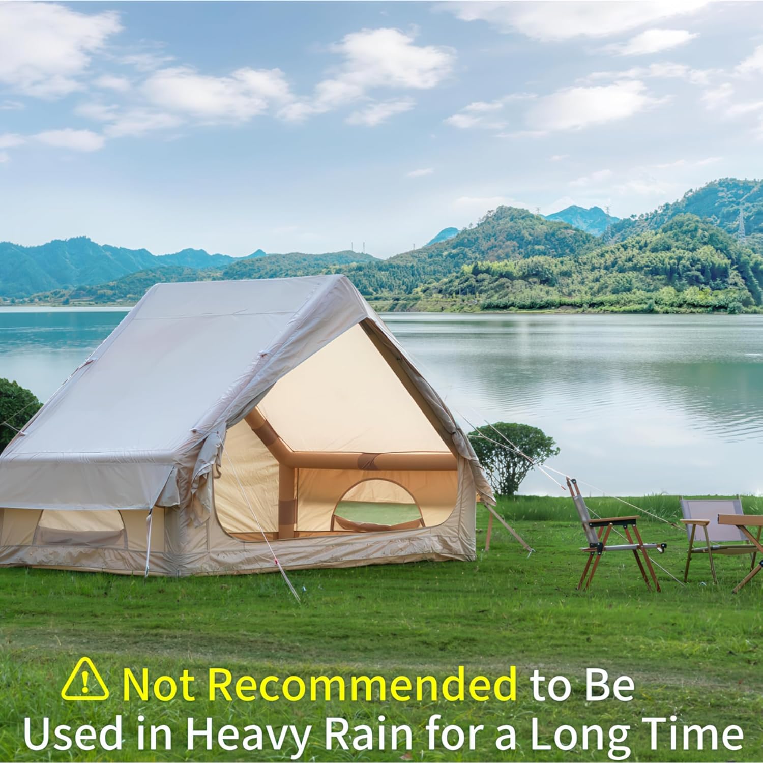 4-6 Person Inflatable Camping Tent with Pump - 4 Season Waterproof Glamping Tent, 410D Oxford Fabric with 12 Mesh Windows, Easy 5-Minute Setup for Family Outdoor Adventures
