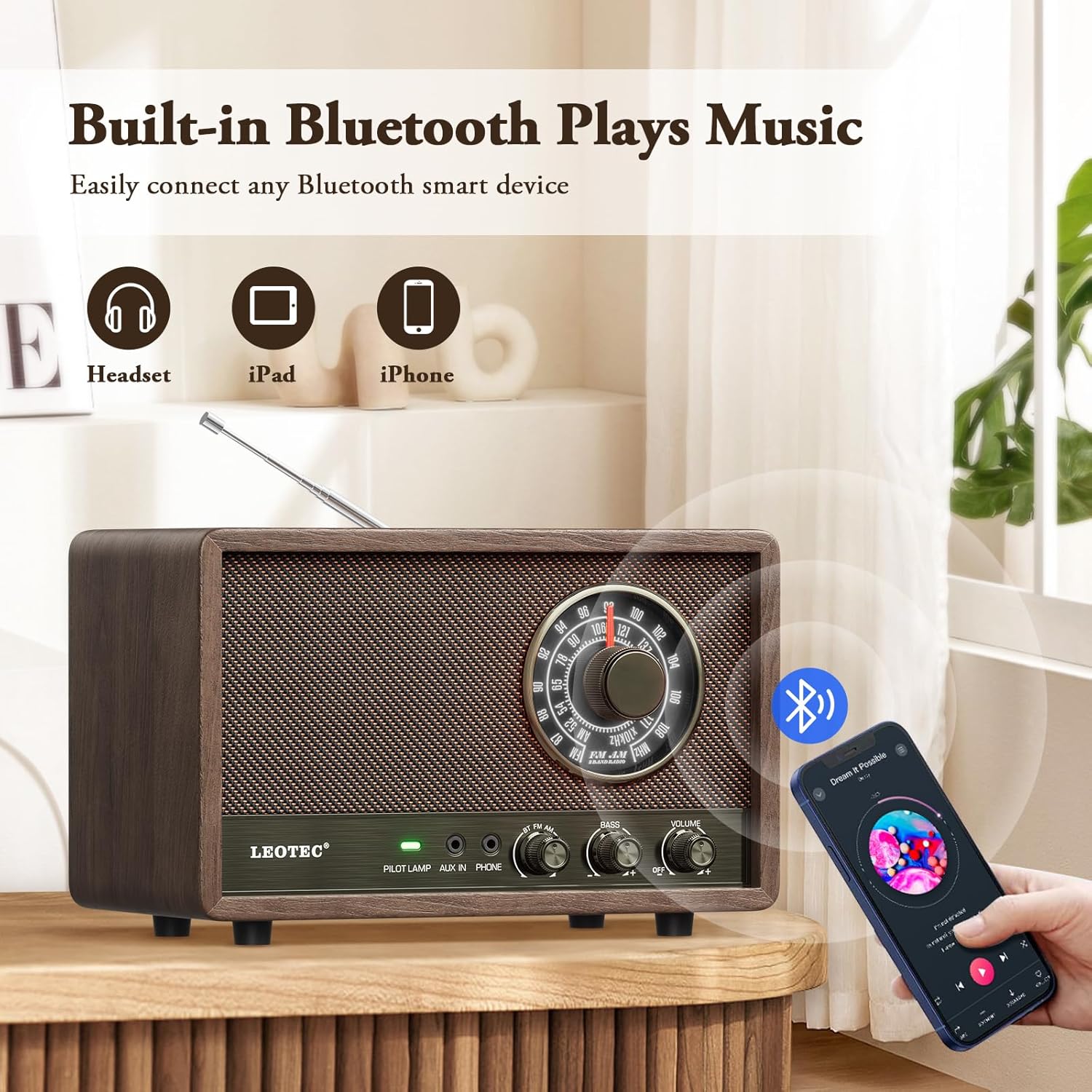 LEOTEC Radio Bluetooth Connectivity