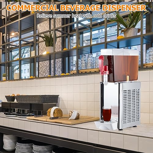 Miniatura 2 de Towallmark 1 Tanks Dispensador de jugo comercial de 2.64 galones de 10 litros, 10 litros por tanque, dispensador de bebidas de té helado de acero