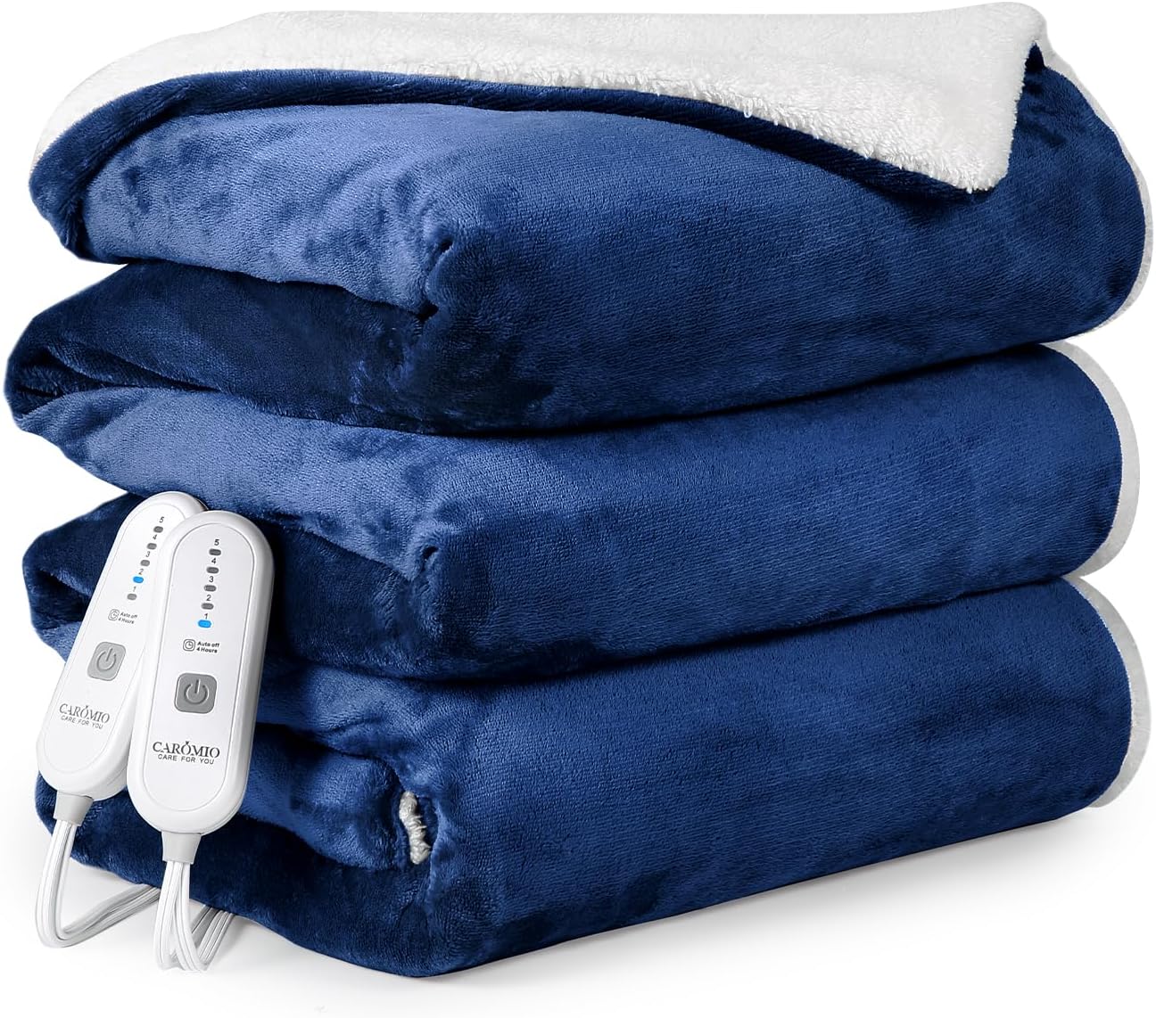 CAROMIO Electric Blanket King Size 90" x 100", Large Thickened Sherpa Heated Blanket King with