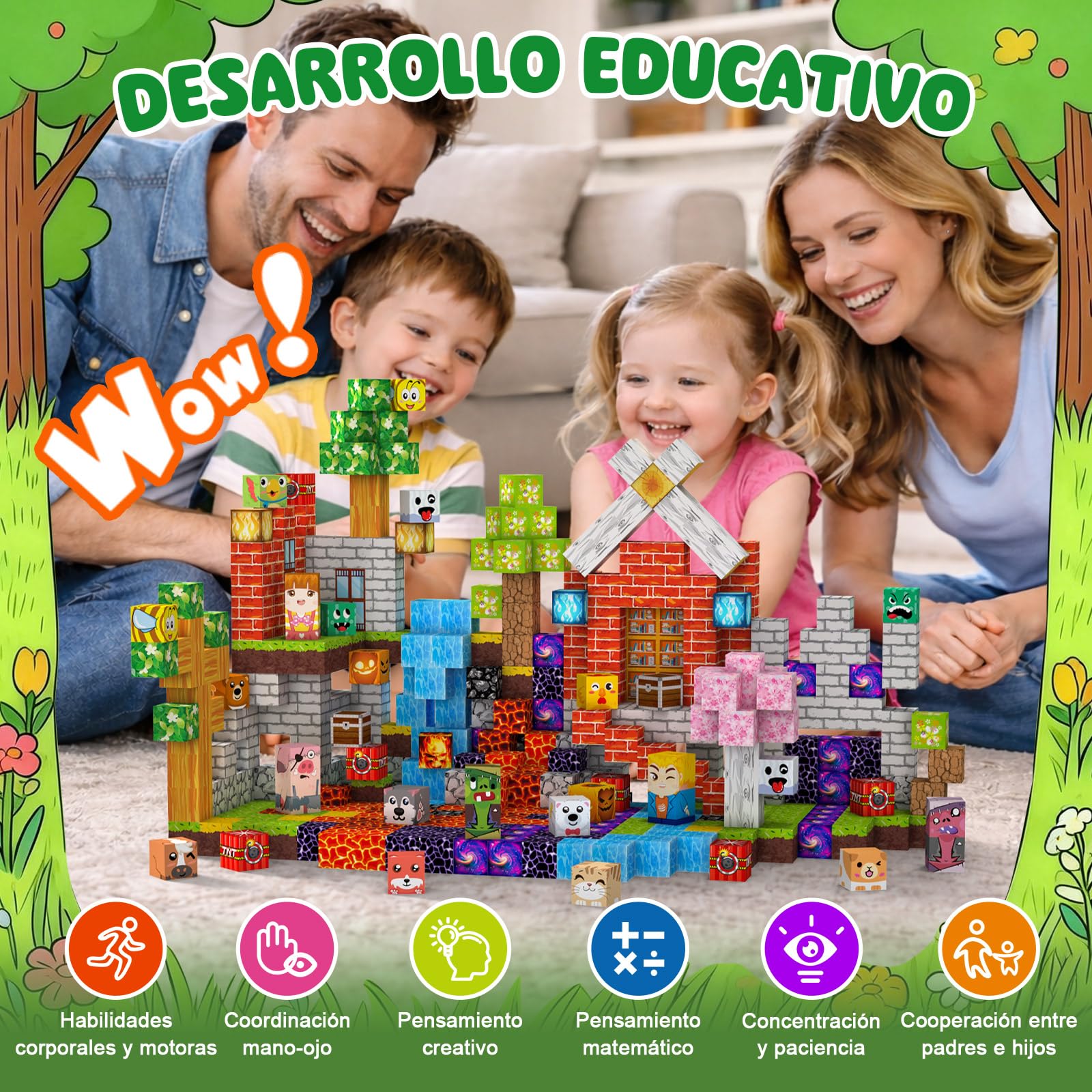 Bloques Magneticos Construccion Niños 330 Piezas 2CM 3+ Magneticas, Juego Magnetic Blocks Tiles Construcción, Juguetes Montessori para Niños 4 5 6 7 8 9 10 11 12 Regalos de Cumpleaños para Niñas
