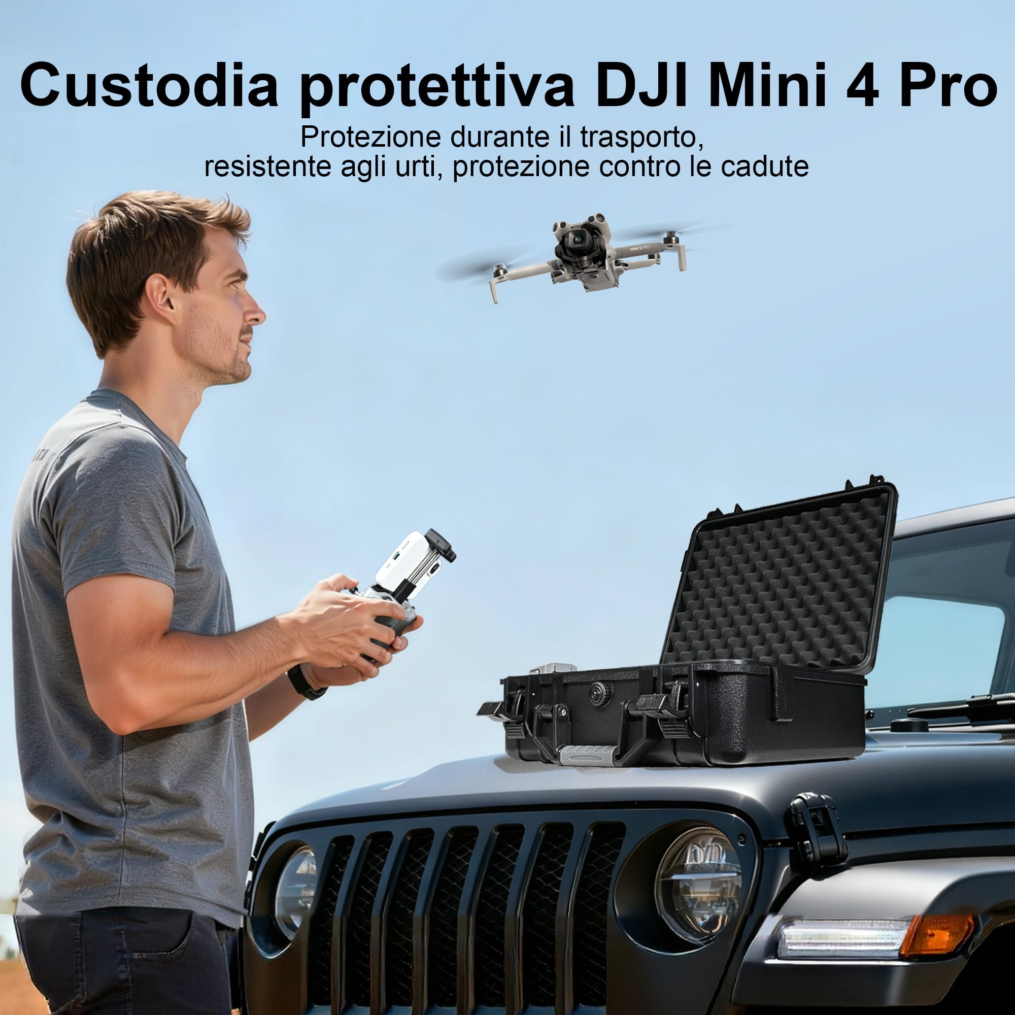 LEKUFEE Custodia Rigida Impermeabile per drone DJI Mini 5 Pro/ 4 Pro/Mini 3,DJI RC 2/RC /N2/ N1 e accessori (Solo Valigia)