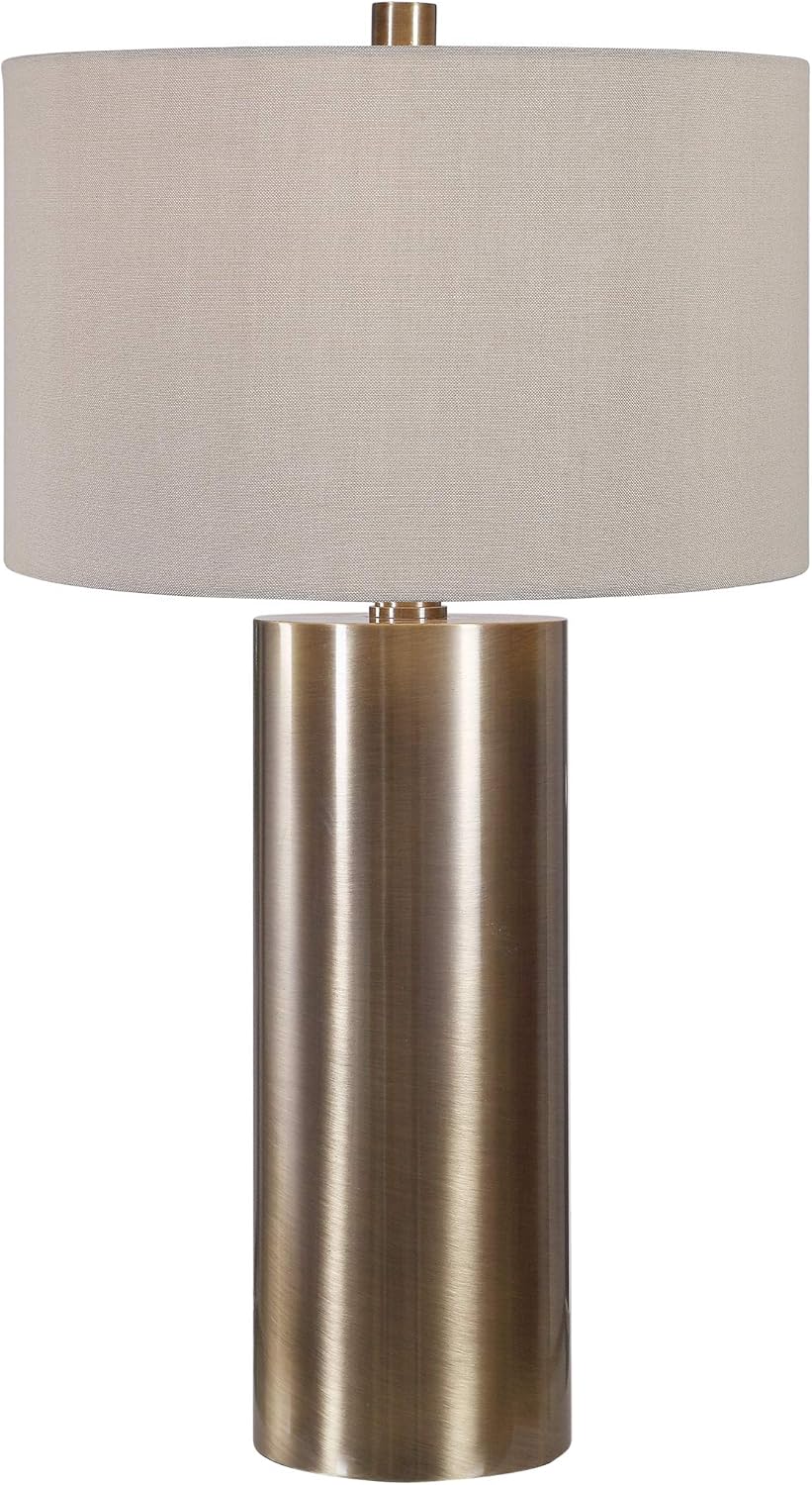 MY SWANKY HOME Modern Minimalist Brass Bronze Cylinder Table Lamp Metal Beige Casual Large